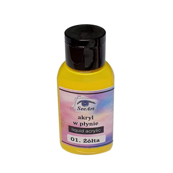 Liquid acrylic SeeArt farba 30 ml. akryl w płynie 01 żółta