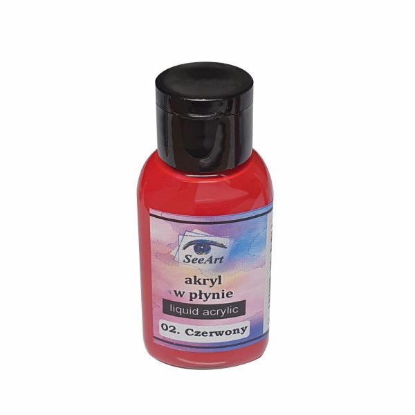 Liquid acrylic SeeArt farba 30 ml. akryl w płynie 02 czerwony