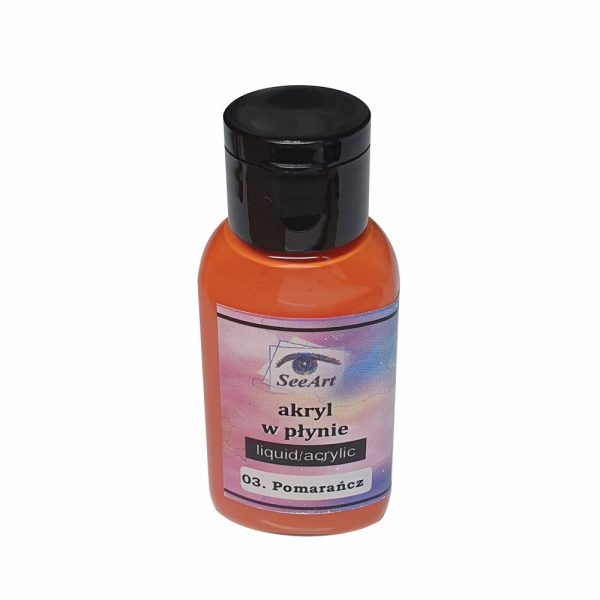 Liquid acrylic SeeArt farba 30 ml. akryl w płynie 03 pomarańcz