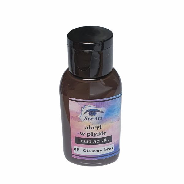 Liquid acrylic SeeArt farba 30 ml. akryl w płynie 05 ciemny brąz